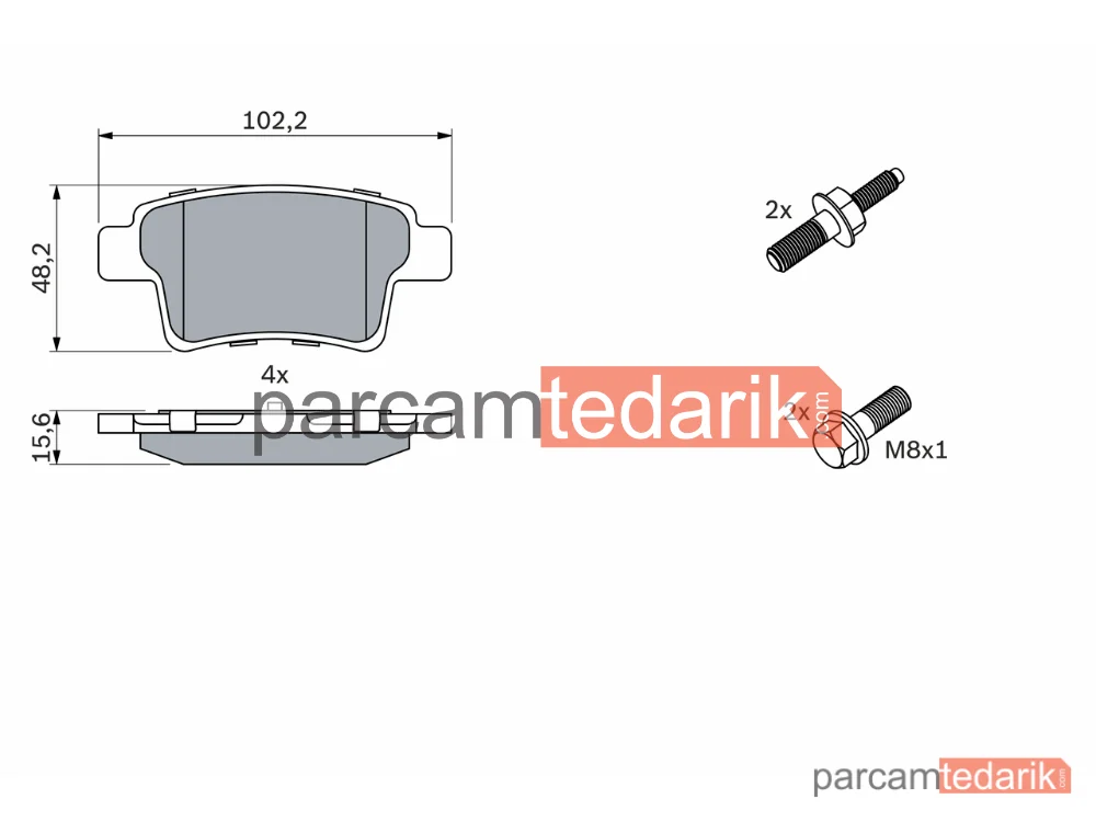 BOSCH 0986494199 | Fren Balatası (Arka) — Citroen C4 Grand Picasso I, Citroen C4 Picasso I Mpv