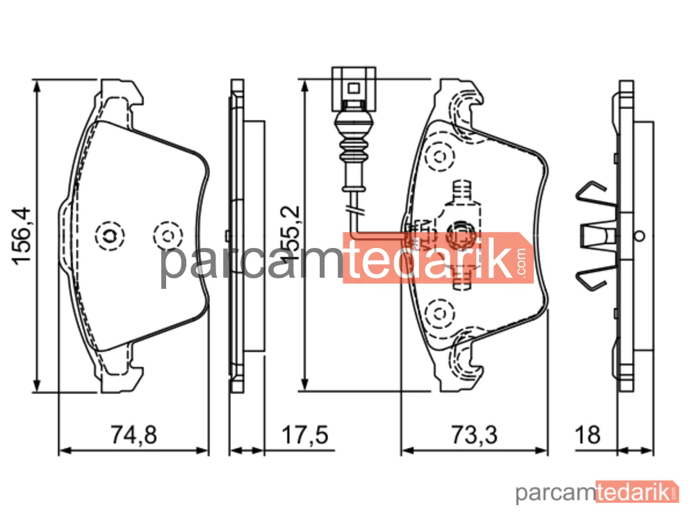 BOSCH 0986494203 | Fren Balatası (Ön) — VW Transporter T5, VW Multivan T5