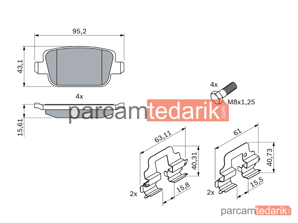 BOSCH 0986494214 | Fren Balatası (Arka) — Ford Mondeo IV, Ford S-Max, Ford Galaxy II