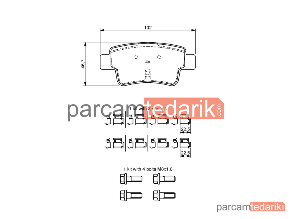 BOSCH 0986494222 | Fren Balatası (Arka) — Fiat Grande Punto, Opel Corsa D, Abarth Grande Punto
