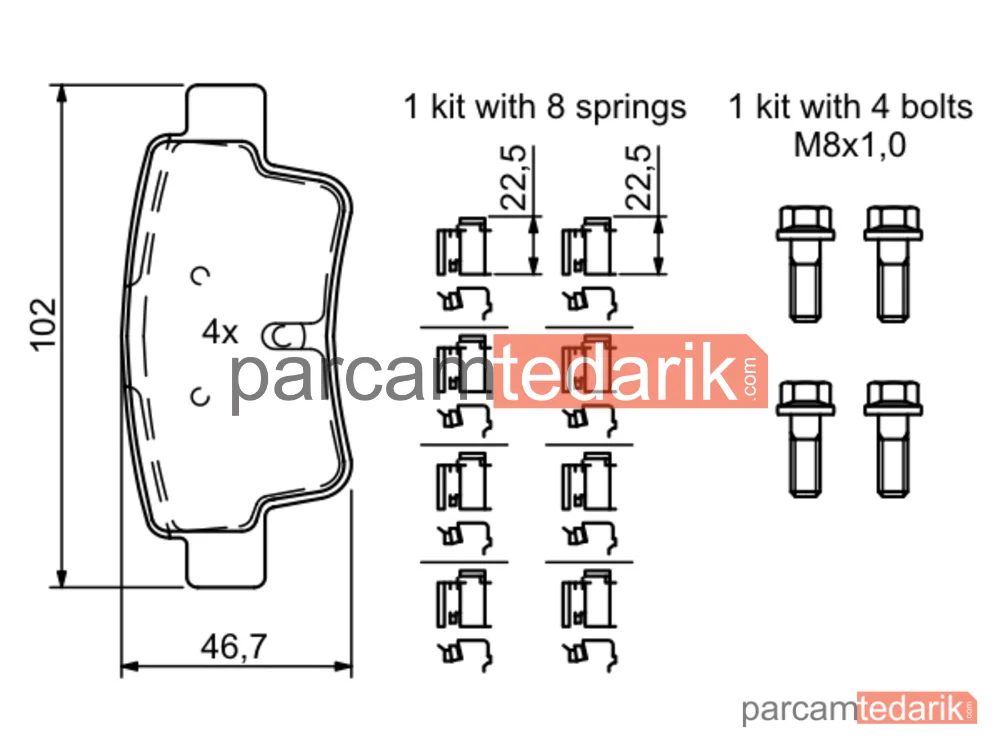 BOSCH 0986494222 | Fren Balatası (Arka) — Fiat Grande Punto, Opel Corsa D, Abarth Grande Punto