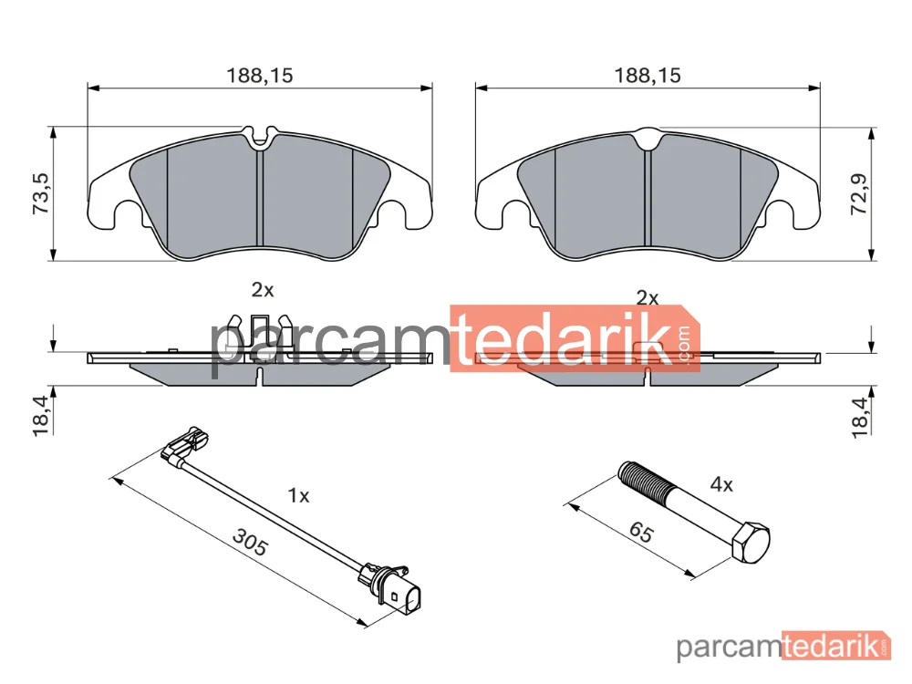 BOSCH 0986494259 | Fren Balatası (Ön) — Audi A5, Audi A5 Cabrio, Audi A4 B8