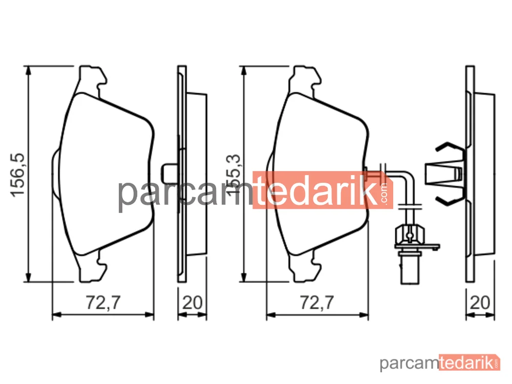BOSCH 0986494283 | Fren Balatası (Ön) — Audi A6 C5, Audi Allroad C5