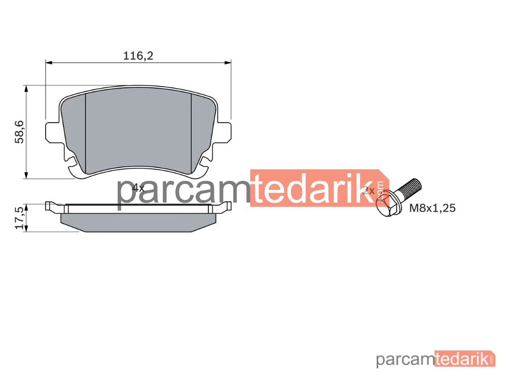 BOSCH 0986494303 | Fren Balatası (Arka) — Audi A6 C6, VW Transporter T6 / Caravelle T6, VW Transporter T6