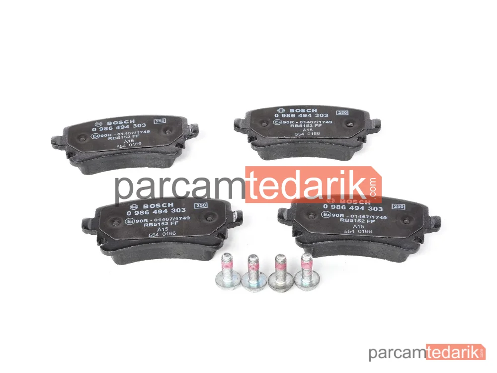 BOSCH 0986494303 | Fren Balatası (Arka) — Audi A6 C6, VW Transporter T6 / Caravelle T6, VW Transporter T6