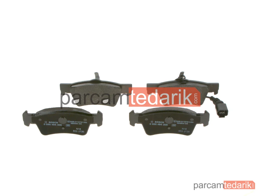 0986494309 | Fren Balatası (Arka) — VW Transporter T5, VW Multivan T5, VW Touareg