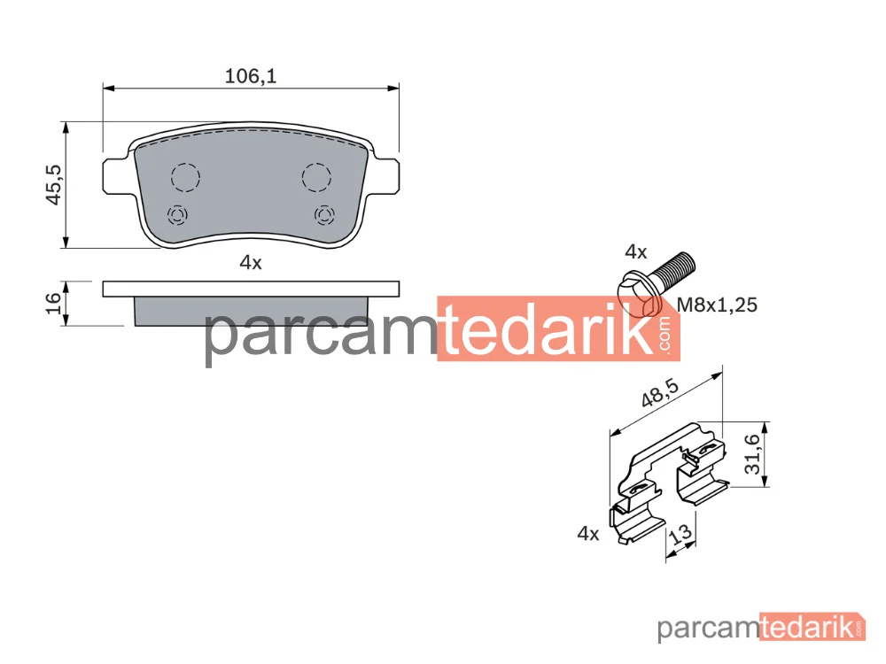 BOSCH 0986494384 | Fren Balatası (Arka) — Renault Megane III, Renault Megane IV, Renault Megane III Coupe