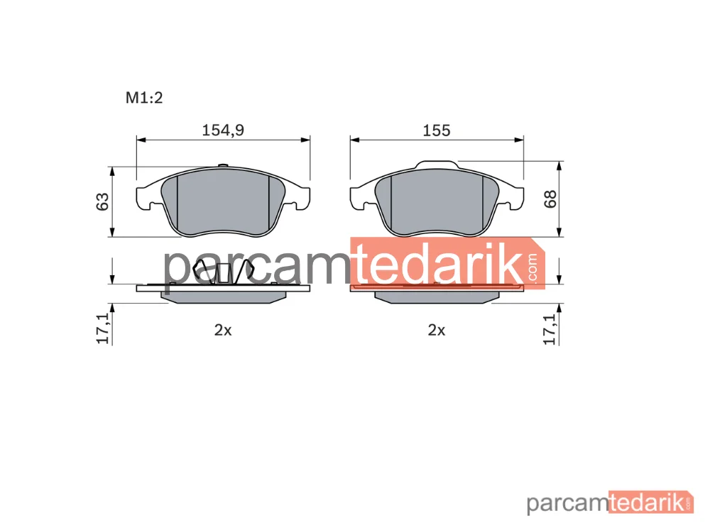 BOSCH 0986494401 | Fren Balatası (Ön) — Renault Scénic III, Renault Laguna Coupe, Renault Laguna III