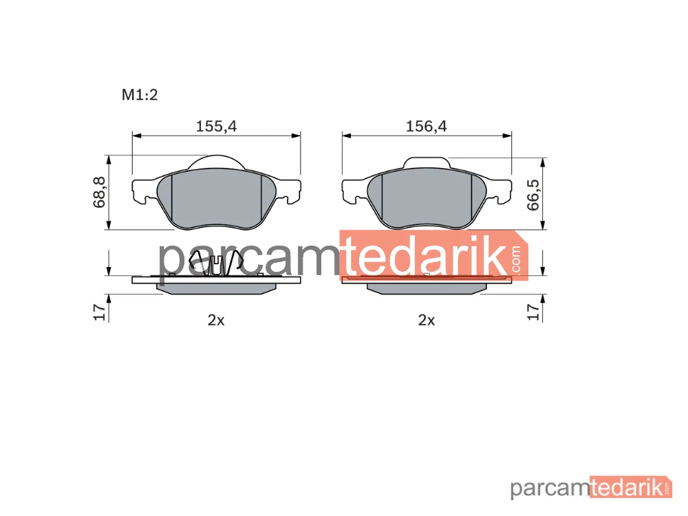 BOSCH 0986494439 | Fren Balatası (Ön) — Renault Clio III, Renault Megane II, Renault Megane II Coupé-Cabriolet