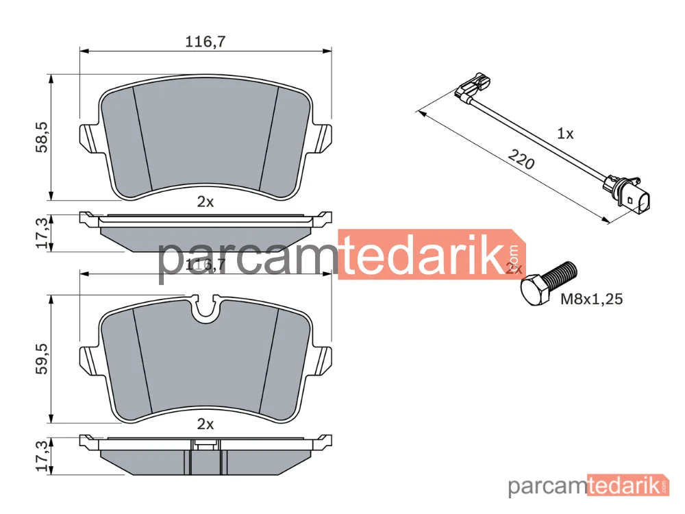 BOSCH 0986494488 | Fren Balatası (Arka) — Audi A6 C7, Audi A7, Audi A6 Allroad C7
