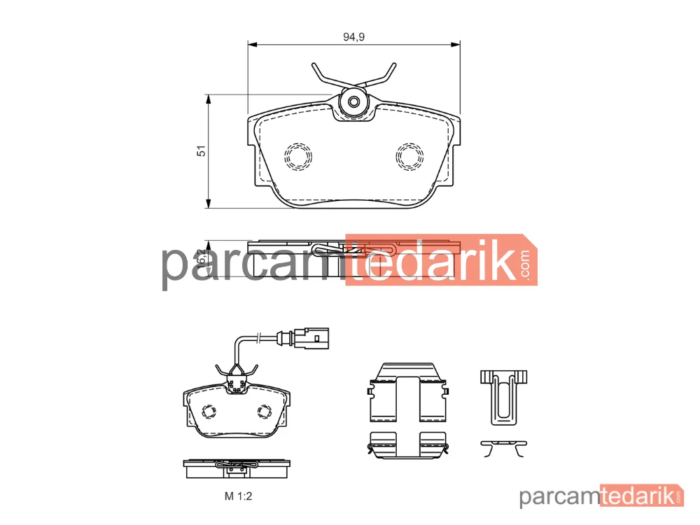 BOSCH 0986494529 | Fren Balatası — VW Transporter T4, VW California T4 Camper, Seat Alhambra