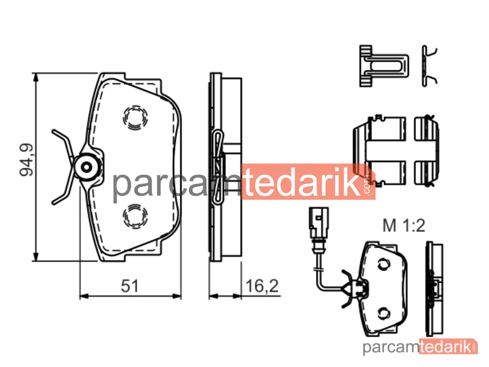 BOSCH 0986494529 | Fren Balatası — VW Transporter T4, VW California T4 Camper, Seat Alhambra