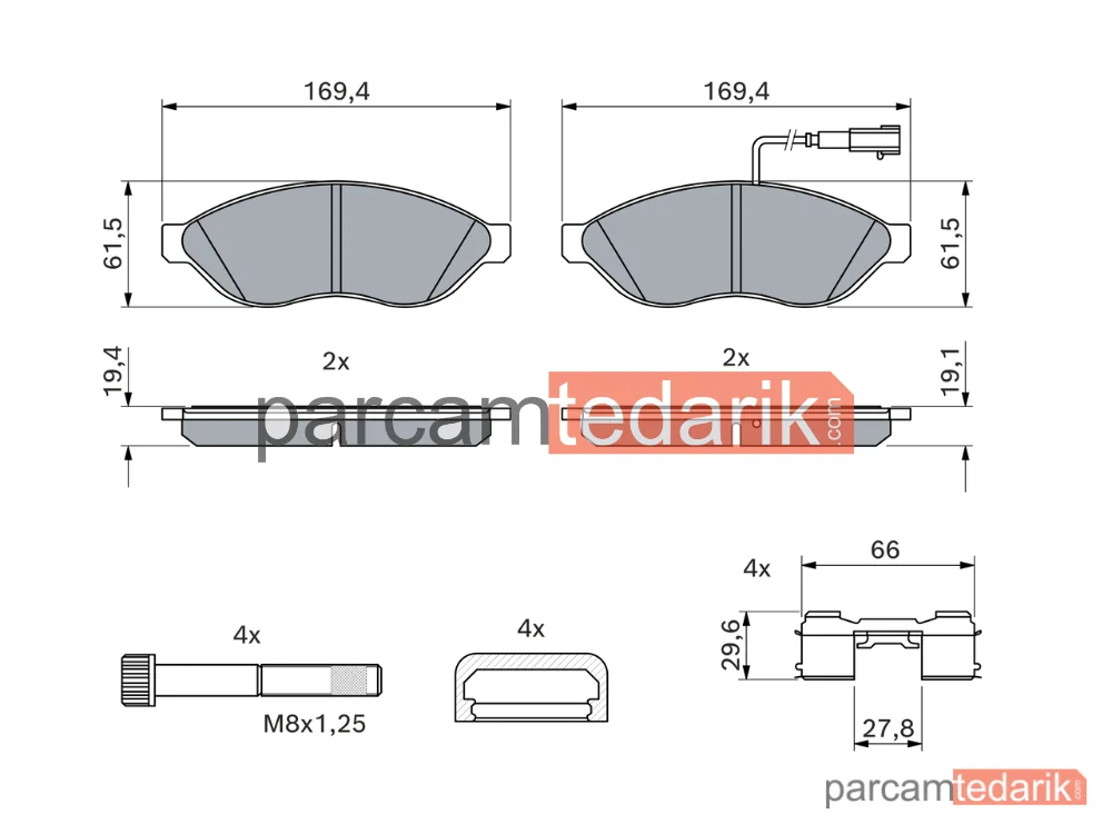 BOSCH 0986494591 | Fren Balatası (Ön) — Citroen Jumper III, Peugeot Boxer, Fiat Ducato