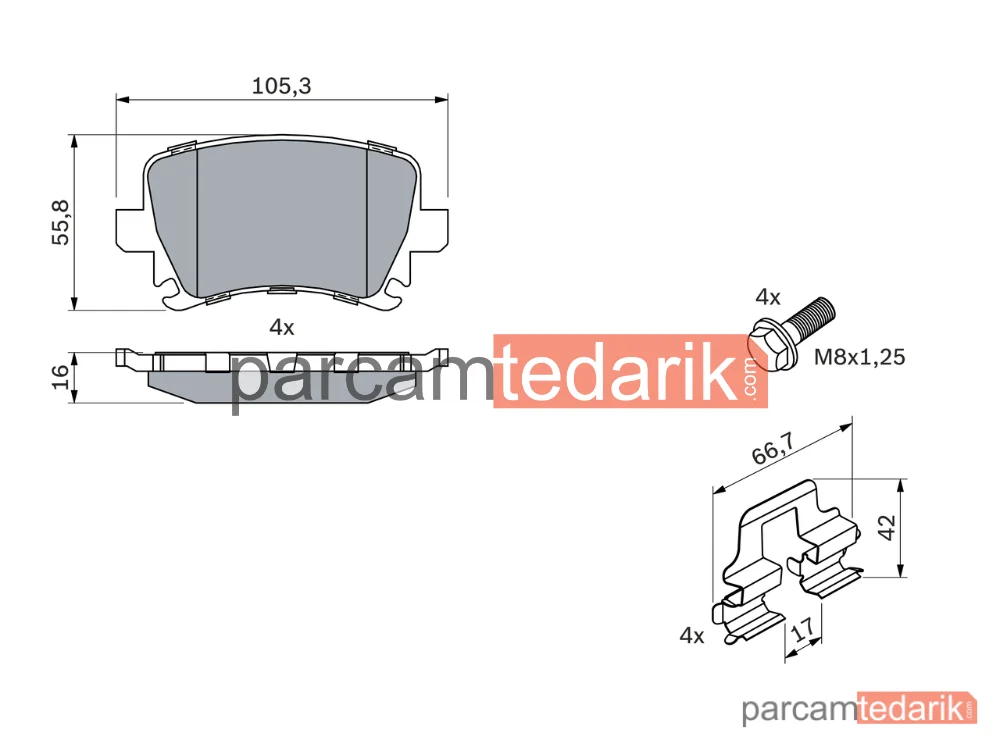 BOSCH 0986494595 | Fren Balatası (Arka) — Audi A4 B7, VW Jetta III, Seat Altea XL