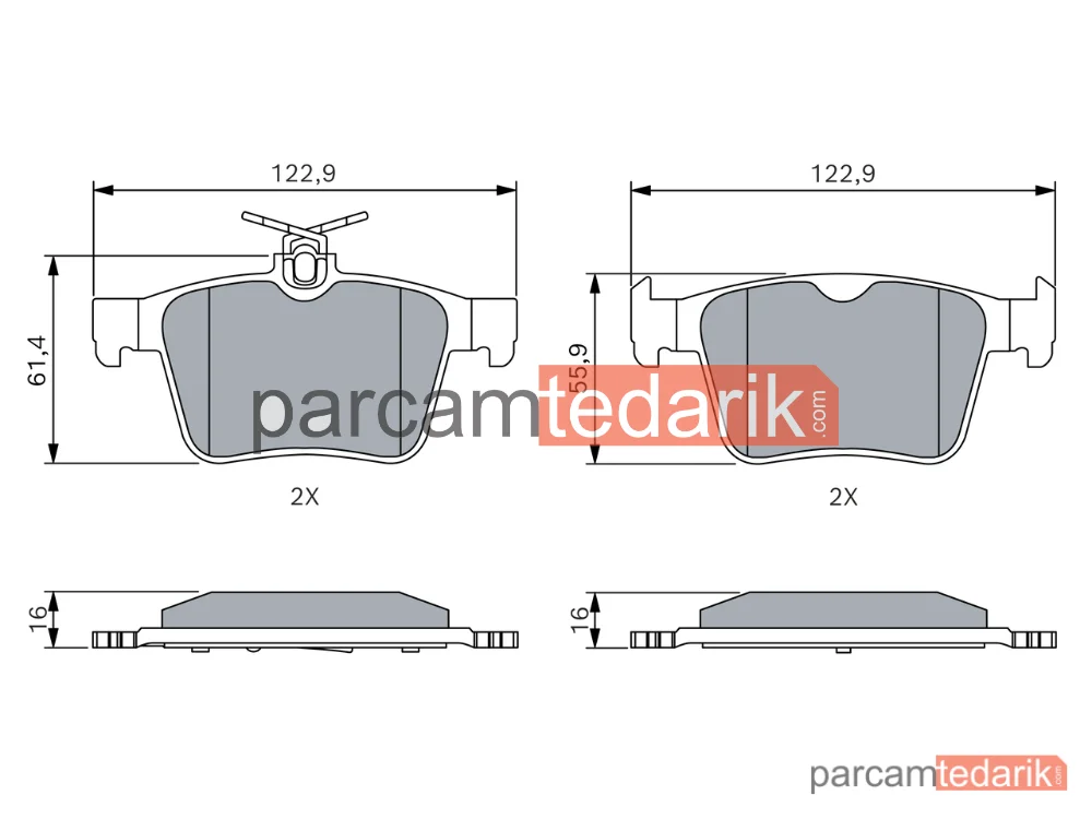 BOSCH 0986494658 | Fren Balatası (Arka) — Audi A3 Limousine, Audi A3, Audi A3 Cabrio