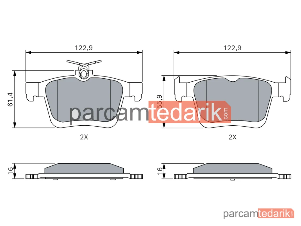 BOSCH 0986494659 | Fren Balatası (Arka) — VW Golf VII Variant, Audi A3 Limousine, Audi A3