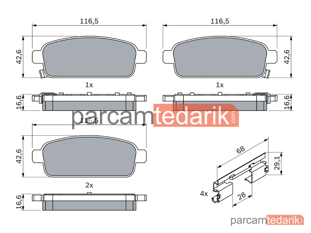 BOSCH 0986494666 | Fren Balatası (Arka) — Opel Zafira Tourer C, Opel Astra J, Opel Mokka / Mokka X