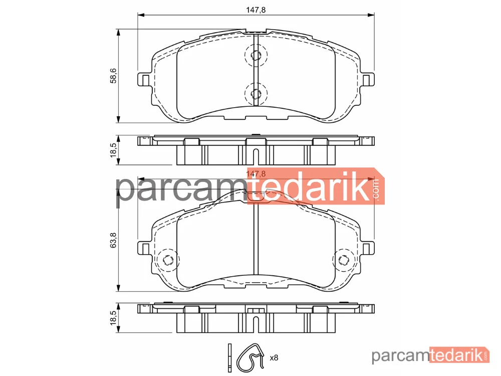 BOSCH 0986494714 | Fren Balatası (Ön) — Peugeot 308 II, Peugeot 308 SW II, Peugeot Partner