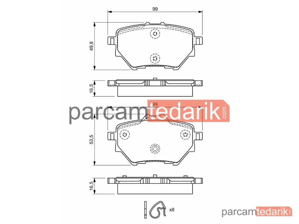 BOSCH 0986494716 | Fren Balatası (Arka) — Peugeot 308 II, Peugeot 308 SW II, Citroen Grand C4 Spacetourer