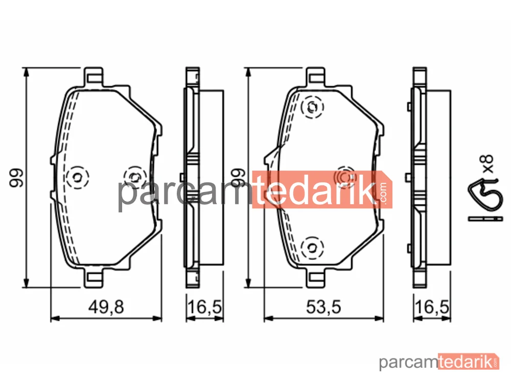 BOSCH 0986494716 | Fren Balatası (Arka) — Peugeot 308 II, Peugeot 308 SW II, Citroen Grand C4 Spacetourer
