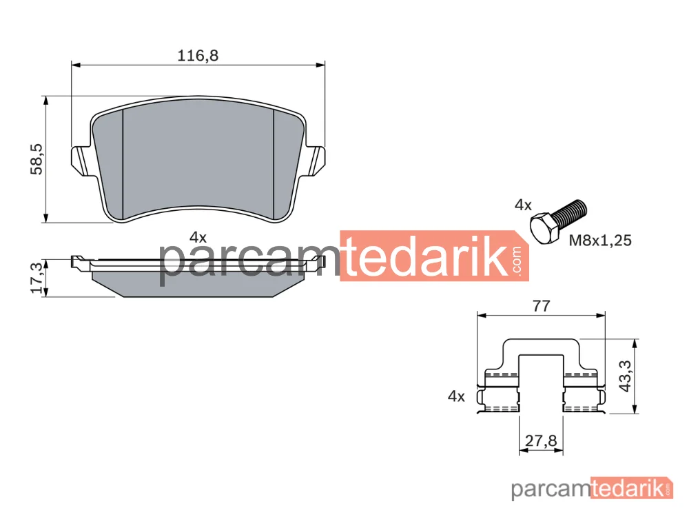 BOSCH 0986494733 | Fren Balatası (Ön) — Audi A5, Audi A4 B8, Audi A5 Cabrio
