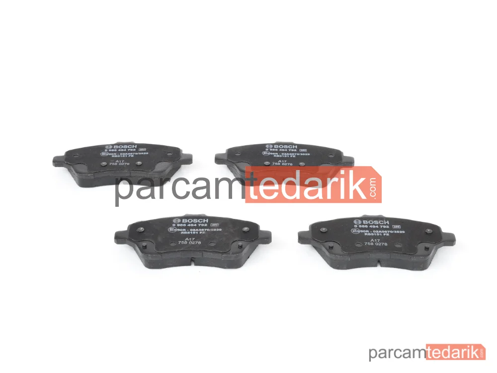 BOSCH 0986494792 | Fren Balatası (Ön) — Ford B-Max, Ford Tourneo Courier B460 Mpv