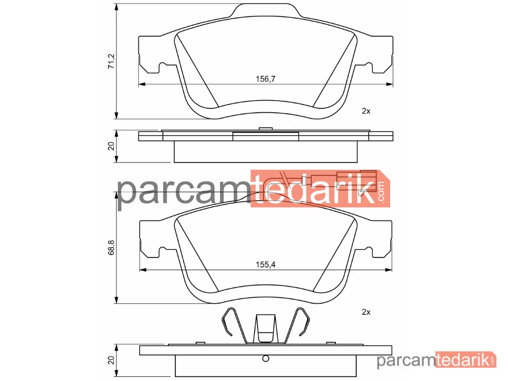 BOSCH 0986494795 | Fren Balatası (Ön) — Fiat Doblo Cargo, Fiat Doblo, Lancia Delta III
