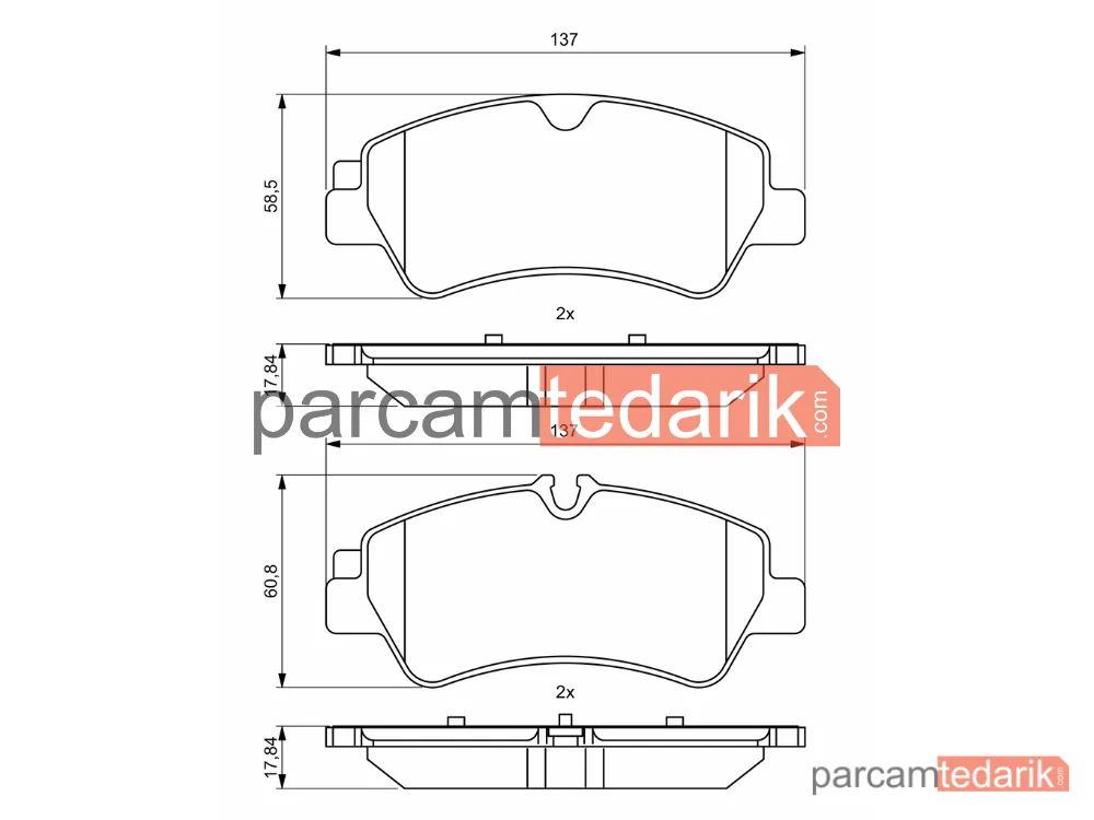 BOSCH 0986494796 | Fren Balatası (Arka) — Ford Transit V363, Ford Transit Custom V362, Ford Tourneo Custom V362