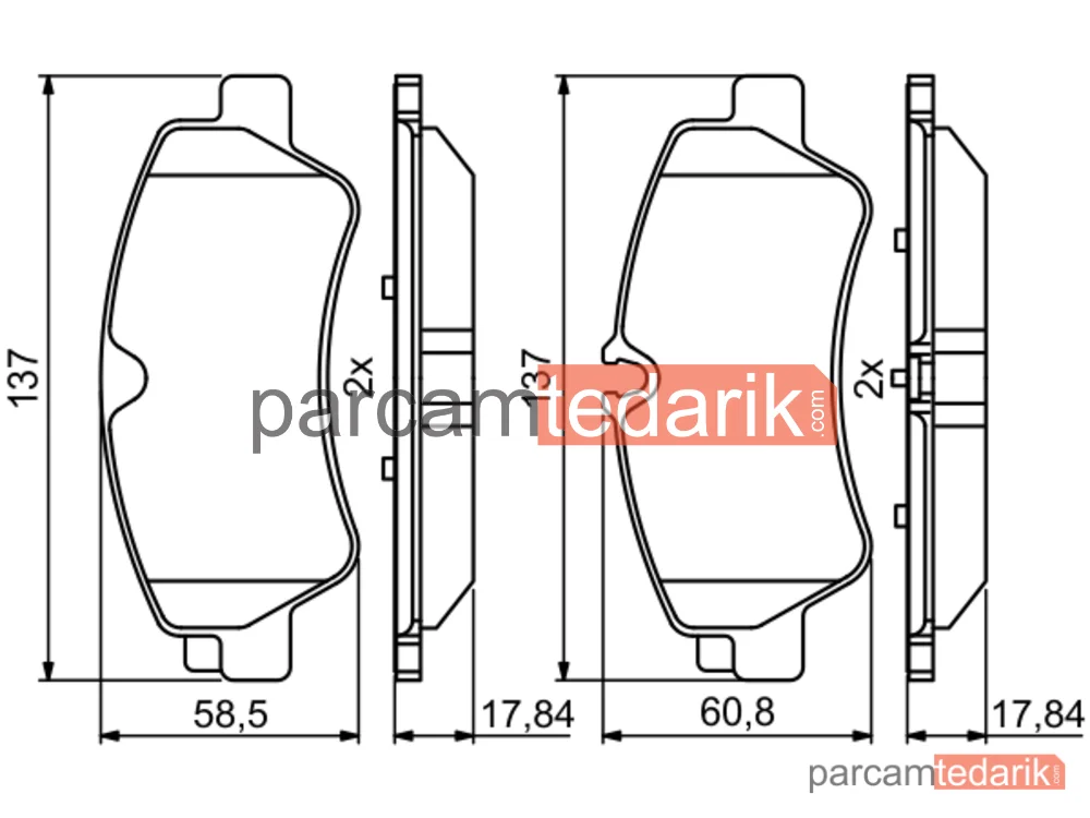 BOSCH 0986494796 | Fren Balatası (Arka) — Ford Transit V363, Ford Transit Custom V362, Ford Tourneo Custom V362