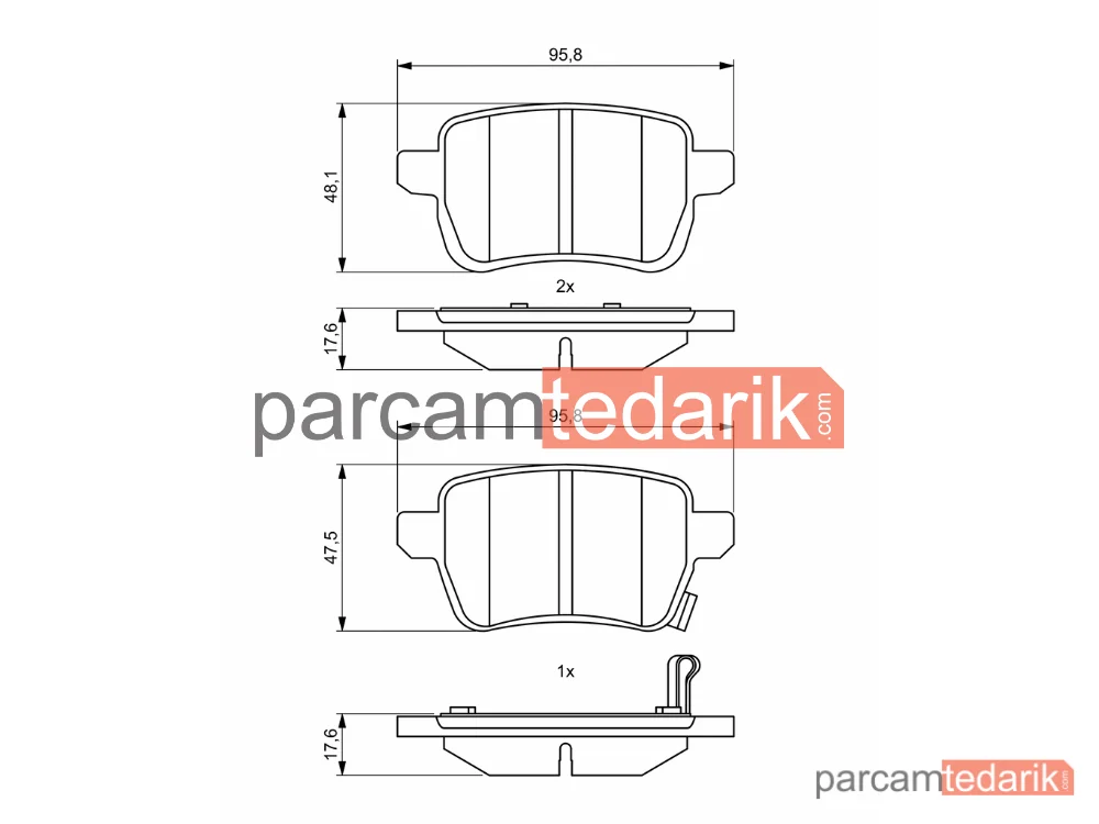 BOSCH 0986494802 | Fren Balatası (Arka) — Fiat Tipo, Fiat Egea, Fiat 500L