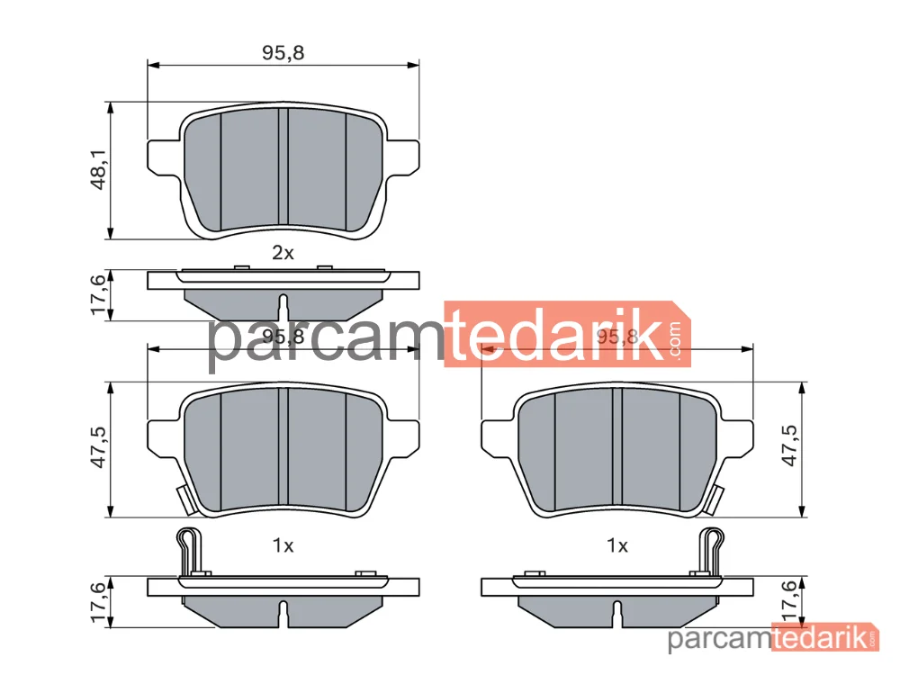 BOSCH 0986494802 | Fren Balatası (Arka) — Fiat Tipo, Fiat Egea, Fiat 500L