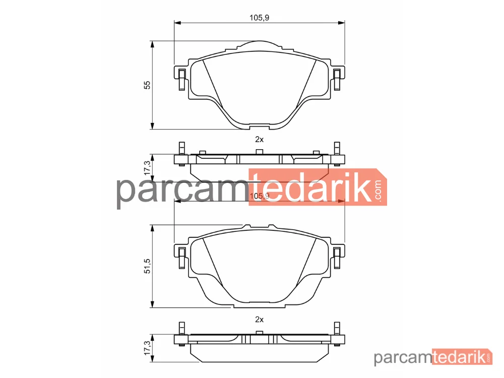 BOSCH 0986494805 | Fren Balatası (Arka) — Peugeot 308 II, Peugeot 308 SW II, Peugeot 5008 II