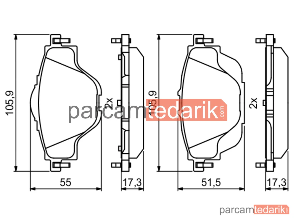 BOSCH 0986494805 | Fren Balatası (Arka) — Peugeot 308 II, Peugeot 308 SW II, Peugeot 5008 II
