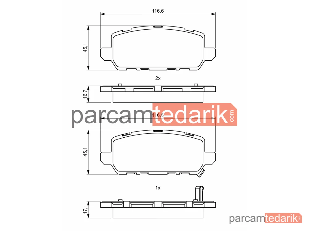 BOSCH 0986494838 | Fren Balatası (Arka) — Honda Hr-V, Honda Accord IX