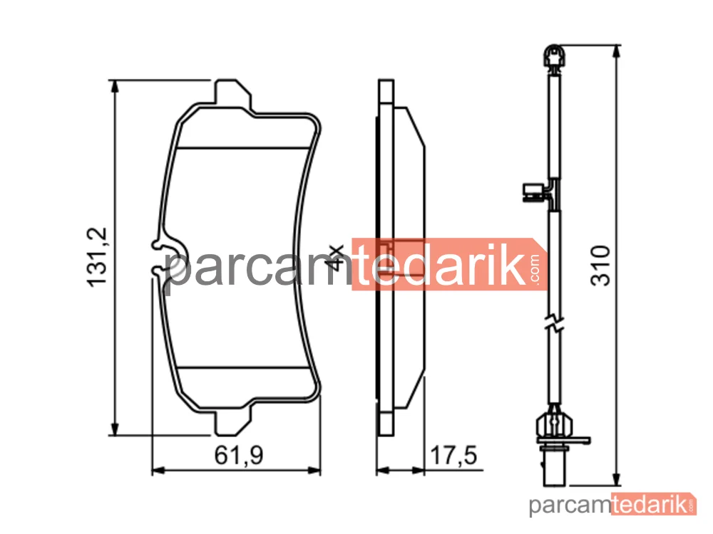 BOSCH 0986494841 | Fren Balatası (Arka) — Audi A8 D4
