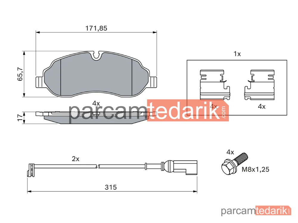 BOSCH 0986494845 | Fren Balatası — Ford Transit V363, Ford Transit Custom V362, Ford Tourneo Custom V362