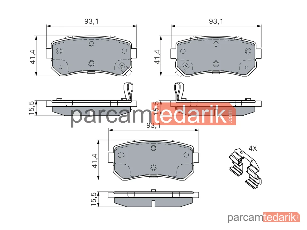 BOSCH 0986494887 | Fren Balatası (Arka) — Hyundai Tucson, Kia Sportage IV, Hyundai ix35