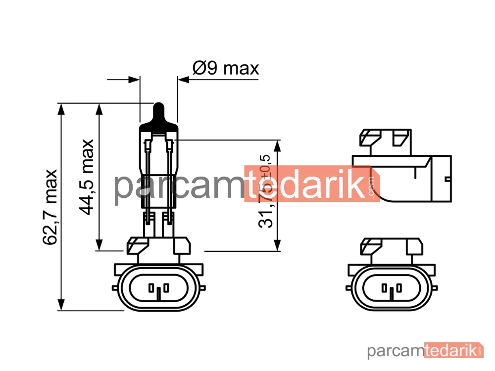 BOSCH 1987302029 | Ampul — H27W/2 (881) E1 12 V 27 W PGJ13