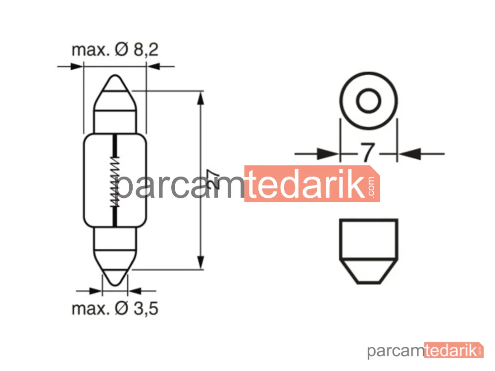 BOSCH 1987302226 | Ampul — PURE Light 12V - 3 W SV7-8