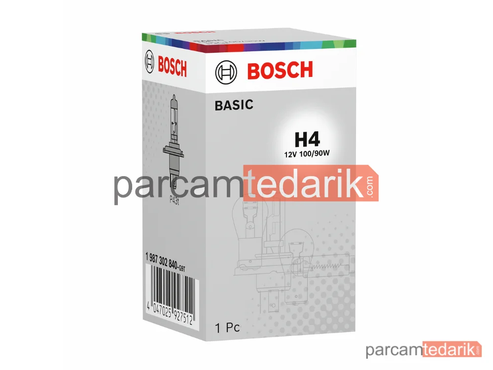 BOSCH 1987302840 | Ampul — ECO H4 12V 100/90W P43T Tablali