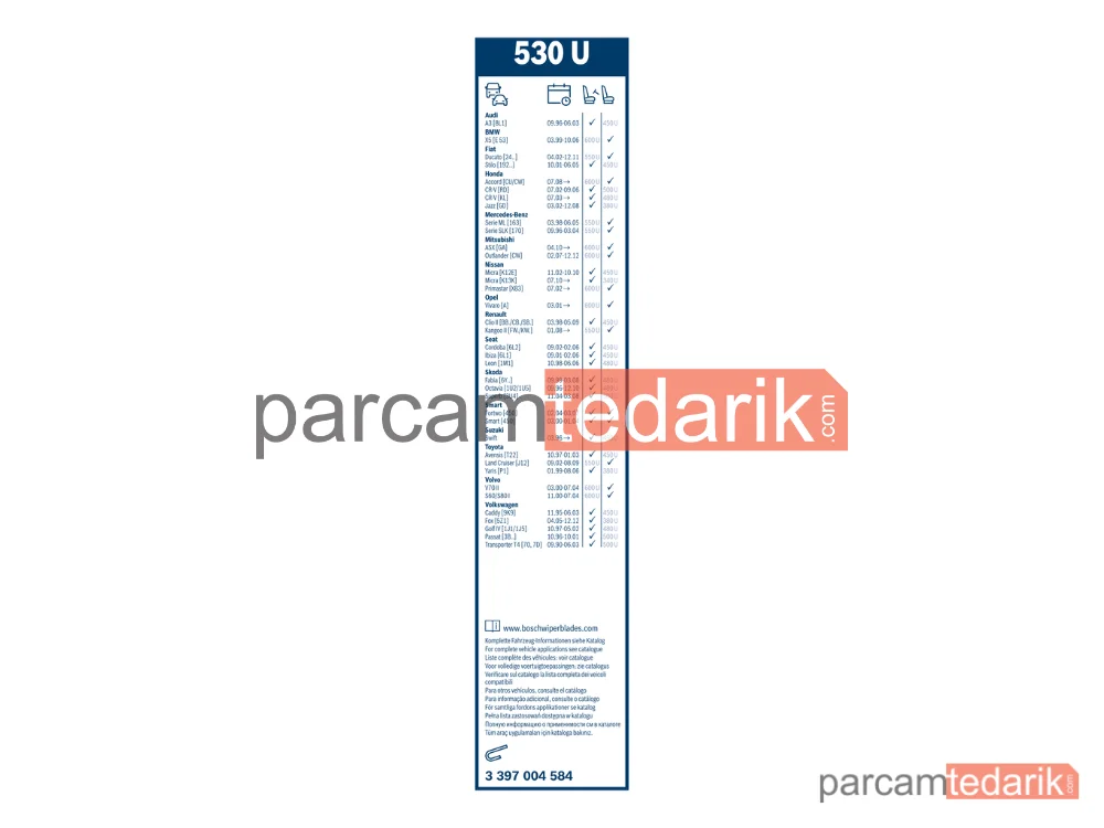 BOSCH 3397004584 | Silecek Süpürgesi (530 mm) — DR 3, Nissan Micra IV, Daihatsu Cuore VI