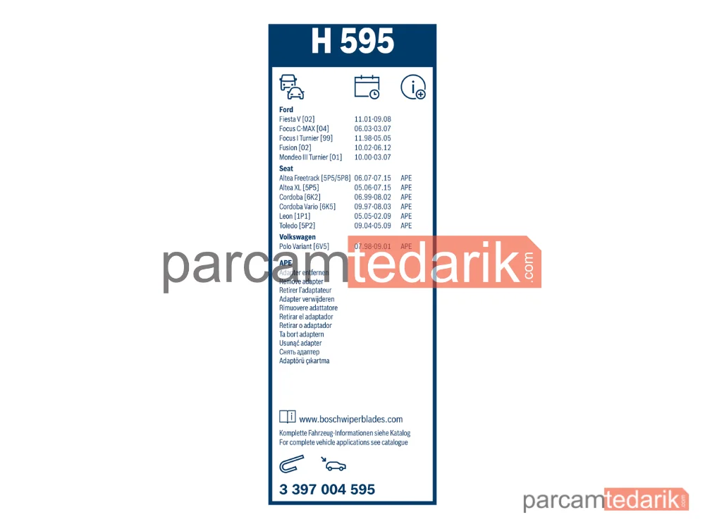 BOSCH 3397004595 | Silecek Süpürgesi (280 mm) — VW Polo II, VW Polo III, Seat Altea XL