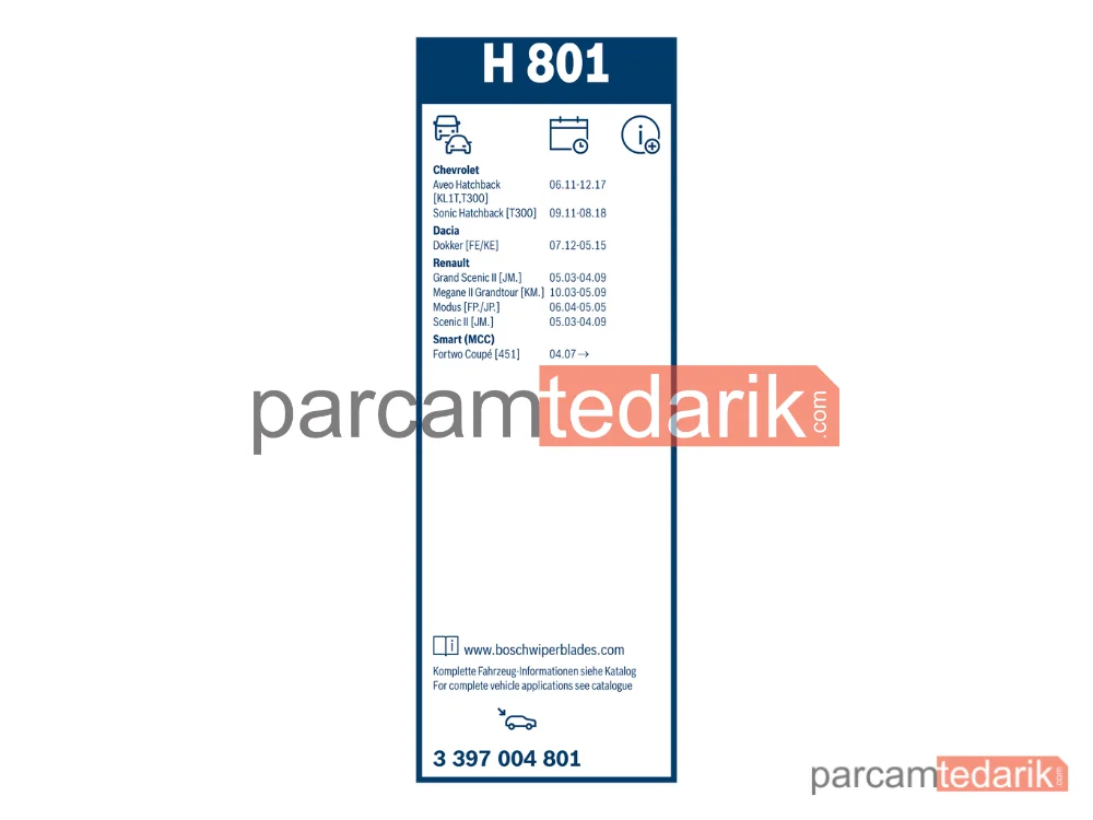 BOSCH 3397004801 | Silecek Süpürgesi (260 mm) — Renault Scénic II, Renault Megane II, Chevrolet Aveo