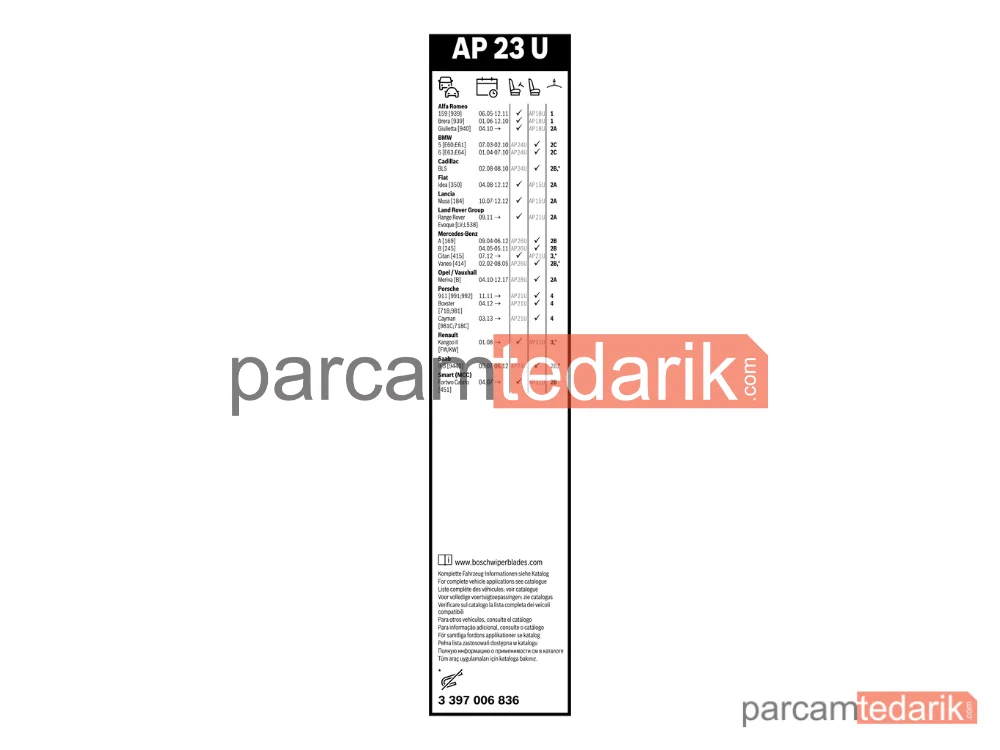 BOSCH 3397006836 | Silecek Süpürgesi — BMW 5, BMW 5 Touring, Saab 9-3