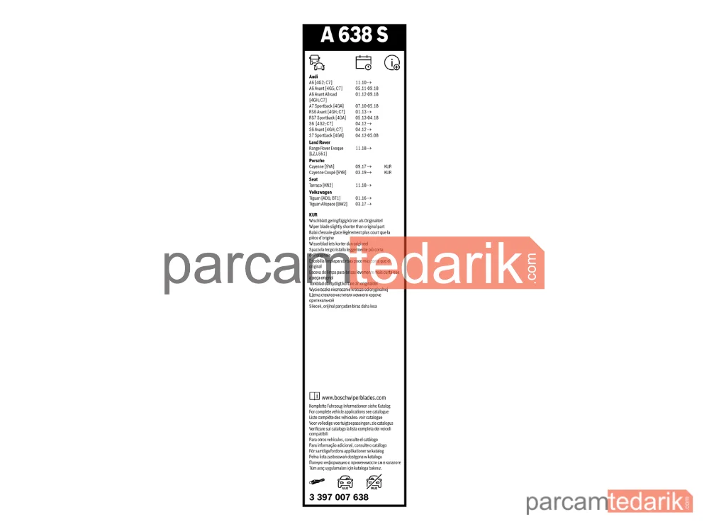 BOSCH 3397007638 | Silecek Süpürgesi (530 mm) — Audi A6 C7, Audi A7, VW Tiguan