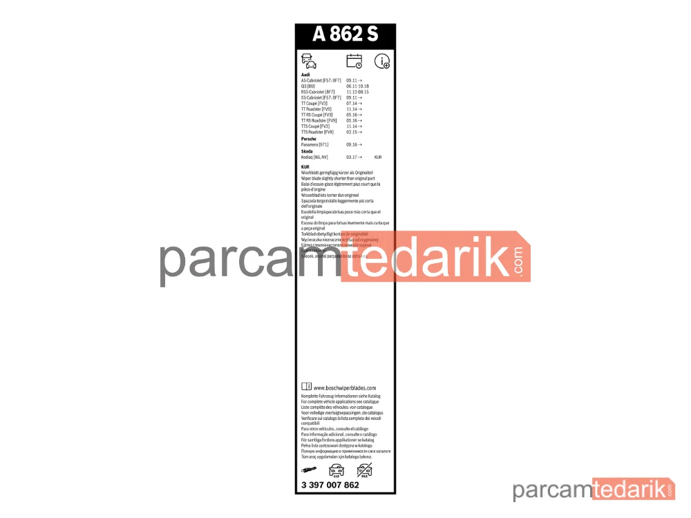 BOSCH 3397007862 | Silecek Süpürgesi (530 mm) — Audi A5 Cabrio, Audi Q3, Audi TT