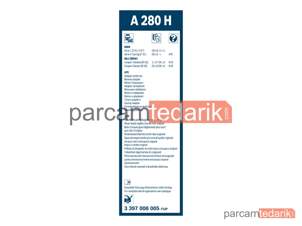 BOSCH 3397008005 | Silecek Süpürgesi (280 mm) — Mini Clubman, BMW 1
