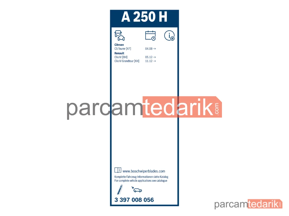 BOSCH 3397008056 | Silecek Süpürgesi (250 mm) — Mini Countryman, Land Rover Range Rover Evoque, Renault Clio IV