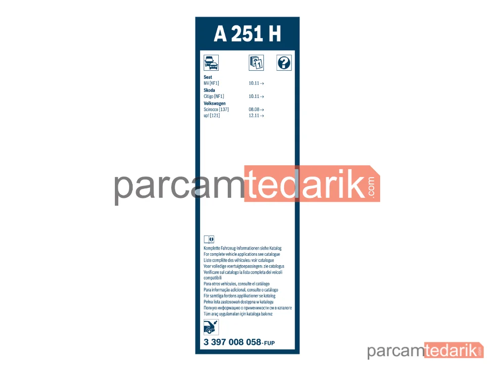 BOSCH 3397008058 | Silecek Süpürgesi (250 mm) — VW Scirocco III, Seat Arona, Peugeot 308 III