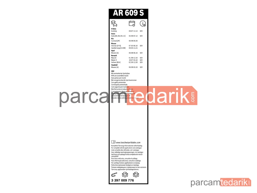 BOSCH 3397009776 | Silecek Süpürgesi (600 mm) — Renault Trucks Midlum